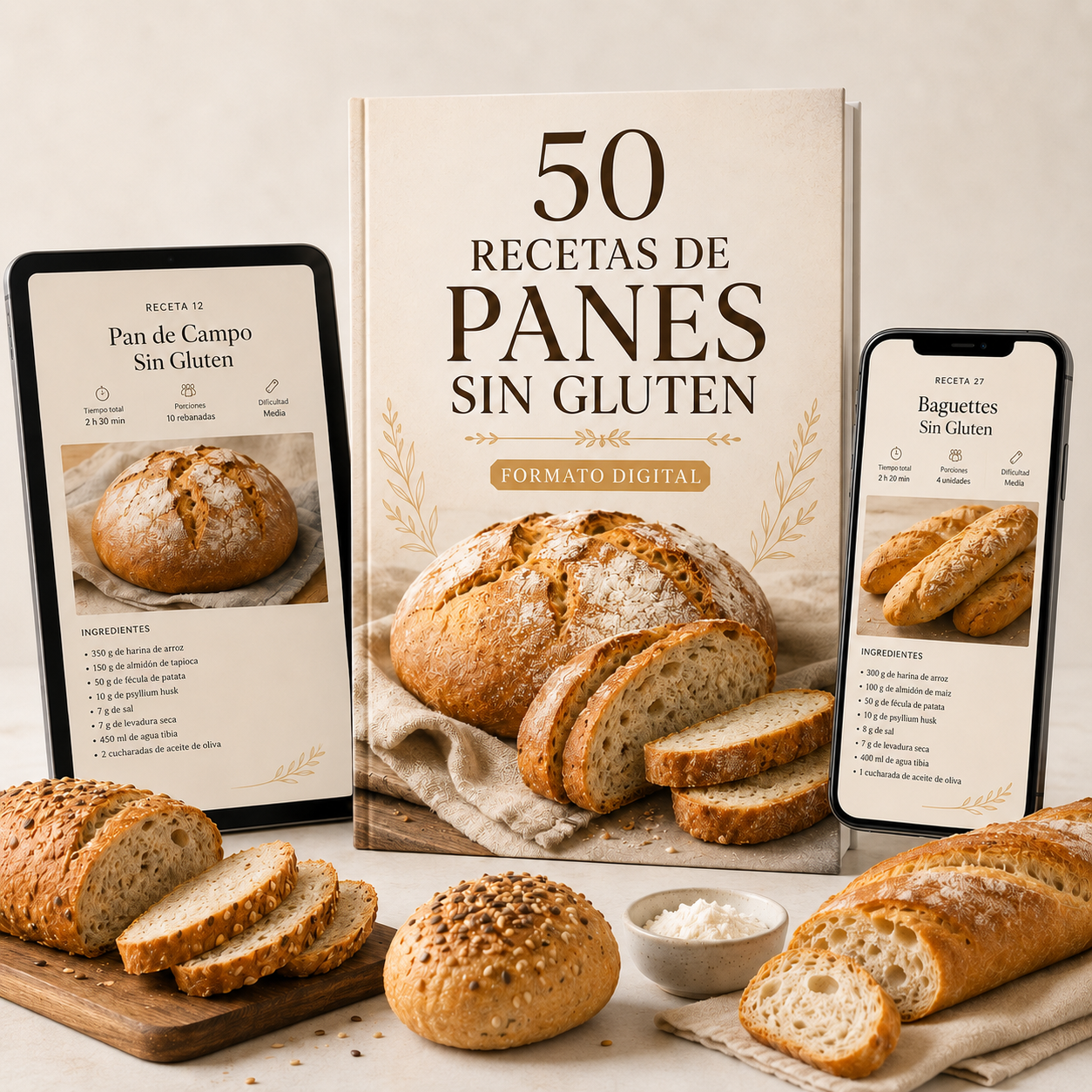 50 RECETAS DE PANES SIN GLUTEN + 🎁 3 REGALOS